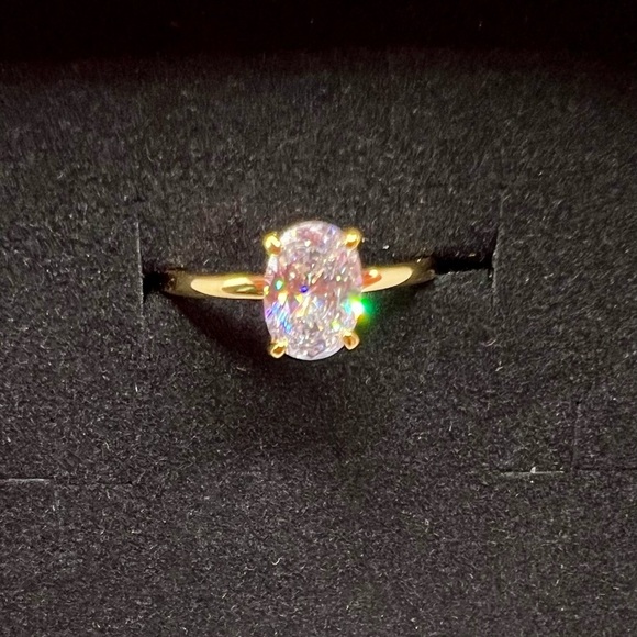 NIB 925 Sterling Silver 14K Gold Plated & 1 CT Zircon Ring Size 8 - Picture 15 of 16